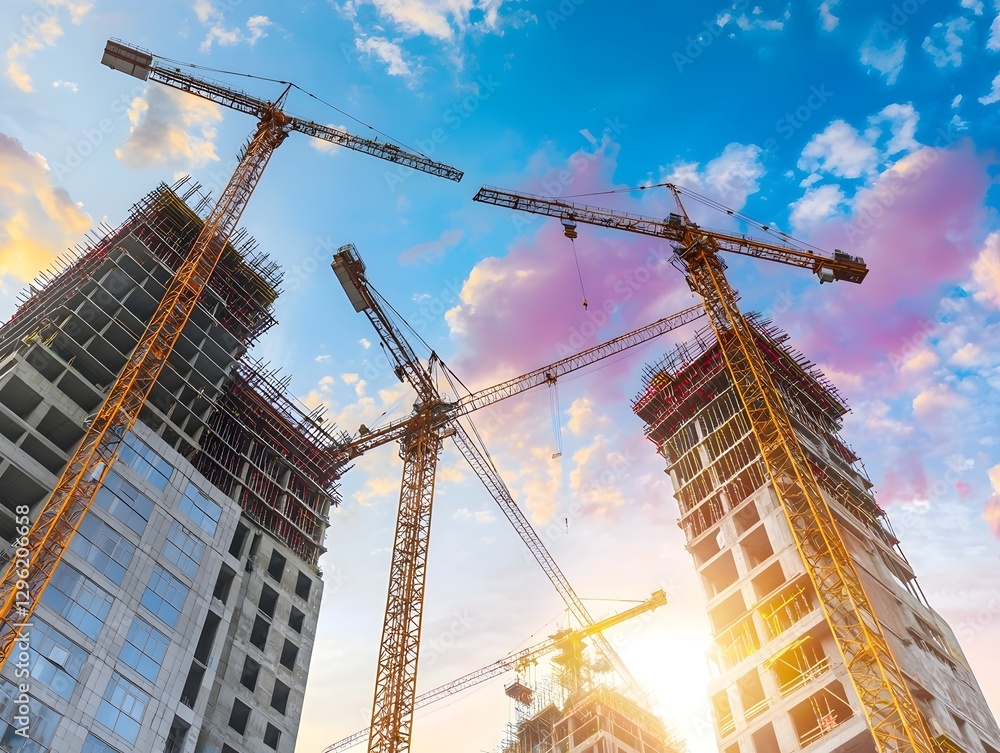 Poster advanced digital construction site with ai powered supply chain data tracking and seamless flow of b