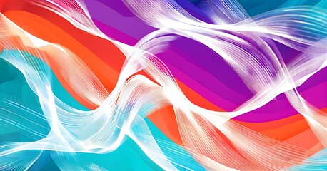Abstract background featuring intricate, flowing white lines over a vibrant colored canvas
