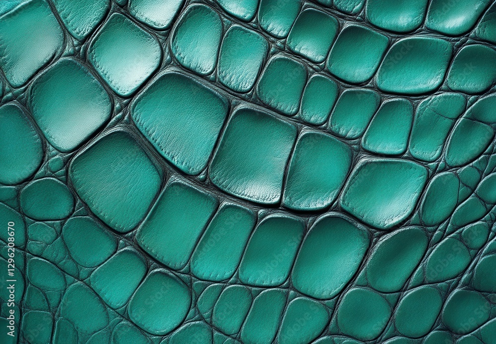 Poster textured teal crocodile skin background with unique patterns highlighting the intricate details and 