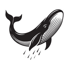 Unstoppable Sperm Whale silhouette, a force beneath the waves - Sperm Whale illustration - Minimalist Sperm Whale vector - Fish silhouette
