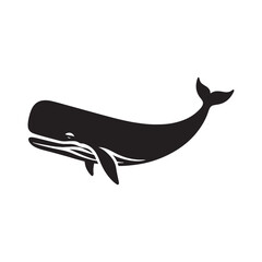 Obraz premium Mighty Sperm Whale silhouette, the deep’s most formidable hunter - Sperm Whale illustration - Minimalist Sperm Whale vector - Fish silhouette 