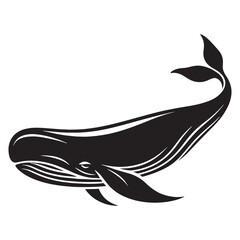 Haunting Sperm Whale silhouette, drifting through the abyss - Sperm Whale illustration - Minimalist Sperm Whale vector - Fish silhouette
