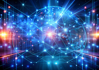 Fototapeta premium Abstract Digital Network Connection. Futuristic Technology Background