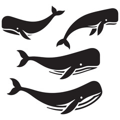 Obraz premium Lurking Sperm Whale silhouette, an unseen force of the ocean - Sperm Whale illustration - Minimalist Sperm Whale vector - Fish silhouette 
