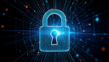 security concept with shield and padlock