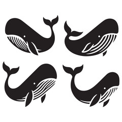 Powerful Sperm Whale silhouette, showcasing marine dominance - Sperm Whale illustration - Minimalist Sperm Whale vector - Fish silhouette
