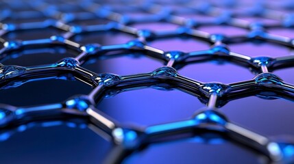 Closeup view of a captivating blue and purple hexagon with intricate details and vibrant colors