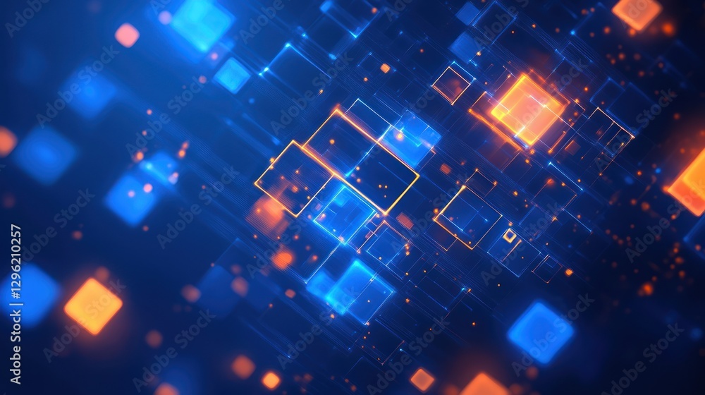 Poster abstract digital squares network background. possible use technology, futuristic illustration