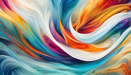 Fototapeta premium Abstract background featuring intricate, flowing white lines over a vibrant colored canvas