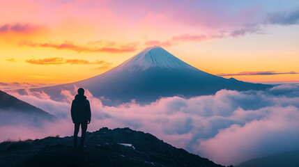 Person Viewing Mount Fuji