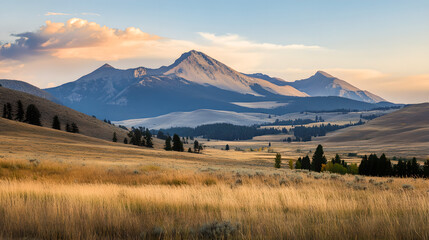 Fototapeta premium Grassland and Mountains