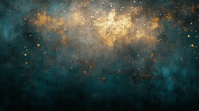 Dark textured background with golden particles of light throughout - Powered by Adobe