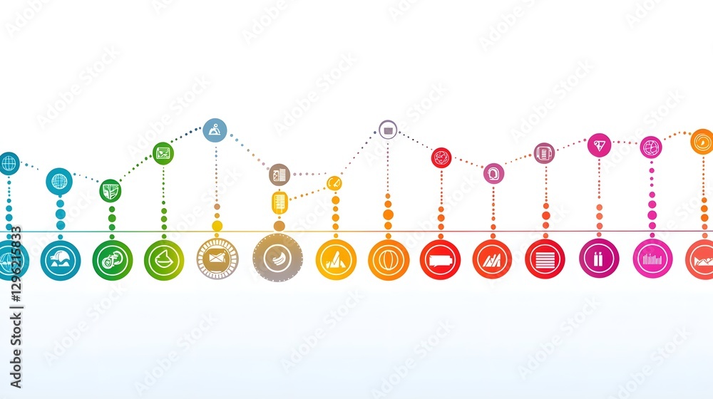 Aufkleber vibrant and modern infographic timeline with colorful steps and directional arrows ideal for corpora