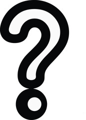 Large Black Question Mark on White Background - Universally Recognized Symbol of Uncertainty and Inquiry - Ideal for Educational Content, Information-Seeking Illustrations.