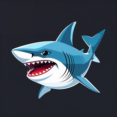 shark head on plain black background childish style illustration