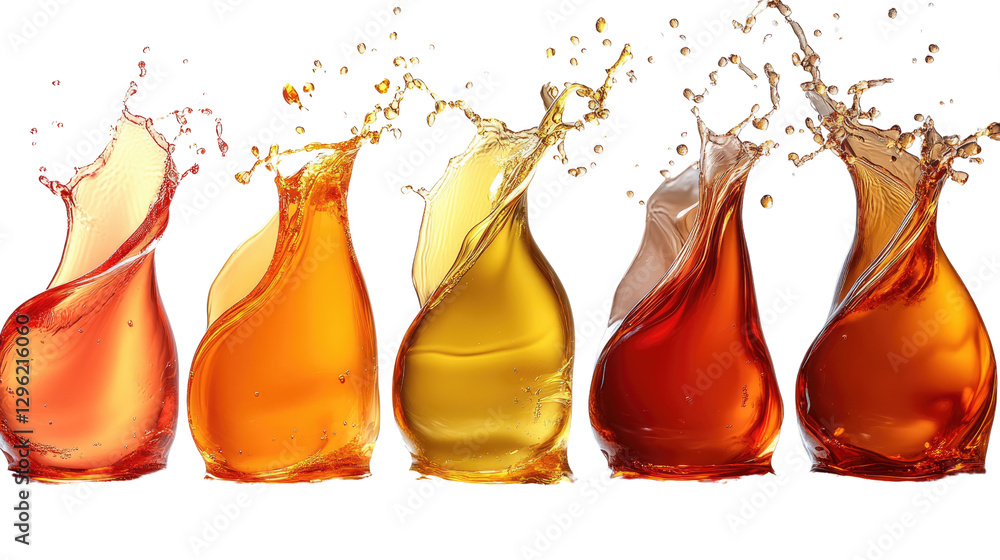 Aufkleber liquid symphony: a vibrant display of colorful liquids in motion, each creating a unique splash and 