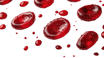 Red Blood Cell: A close-up macro photograph featuring detailed red blood cells.
