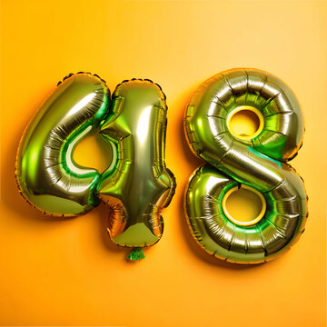 48th Anniversary. Golden Number Balloons Decoration