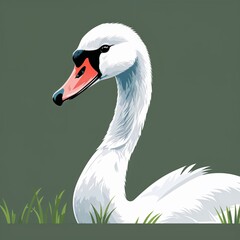 Obraz premium swan head on plain green background childish style illustration
