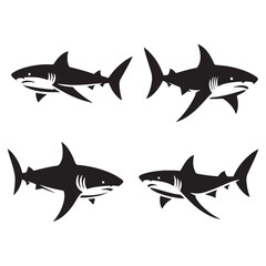 Swift Tiger Shark silhouette, cutting through the water with precision - Tiger Shark illustration - Minimalist Tiger Shark vector - Fish silhouette
