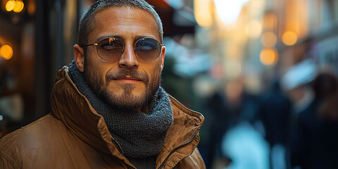 Fototapeta premium Portrait of an attractive men wearing glasses