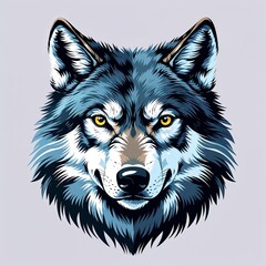 wolf head on plain white background childish style illustration