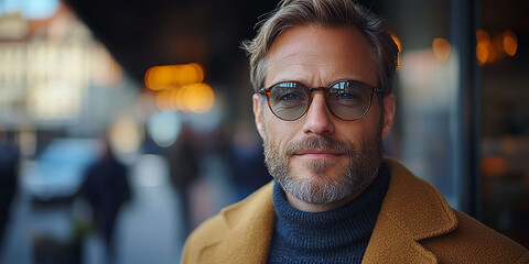 Obraz premium Portrait of an attractive men wearing glasses