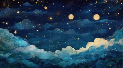 Starry night clouds, dreamy sky, artistic backdrop, for digital art, posters, or dreamscape
