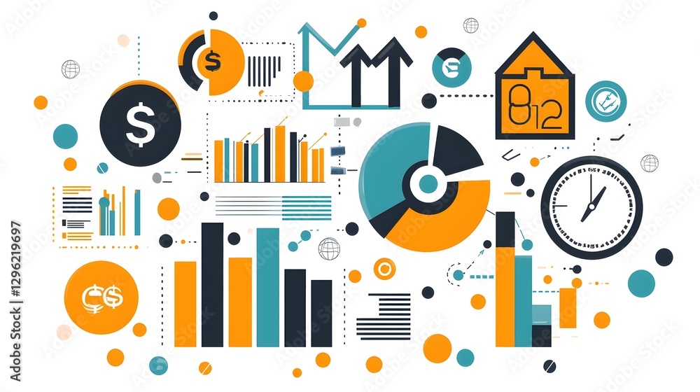 Aufkleber comprehensive set of modern business infographic elements with a clean minimalist design includes a 