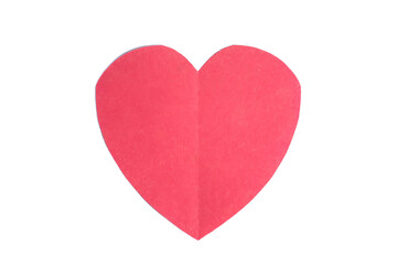 Valentine's Day concept. Red heart-shaped paper isolated on white background