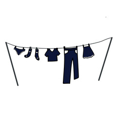 black hanging laundry vector decorative garland isolated on white background