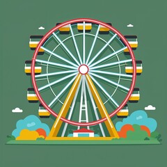 Obraz premium ferris wheel on plain green background childish style illustration