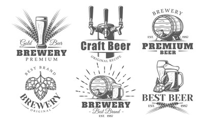 Beer logo set isolated on white background