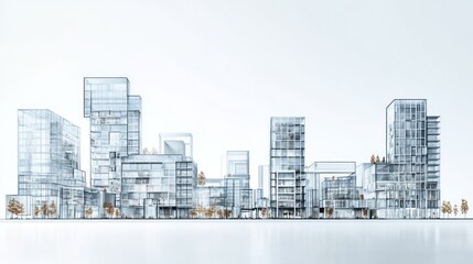 Transparent Cityscape Model, Architectural Design, Modern Buildings, Background