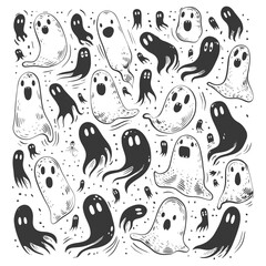 A Spooky Gathering Of Hand Drawn Ghosts
