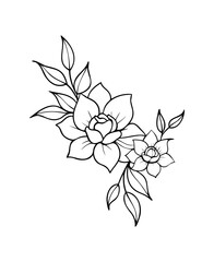 Elegant Flower Line Art Illustration – Perfect for Tattoos and Coloring Books