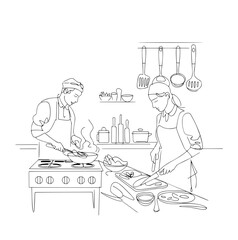  man and woman in kitchen