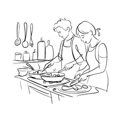  man and woman in kitchen
