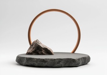 Modern Minimalistic Still Life Composition with Stone and Circle