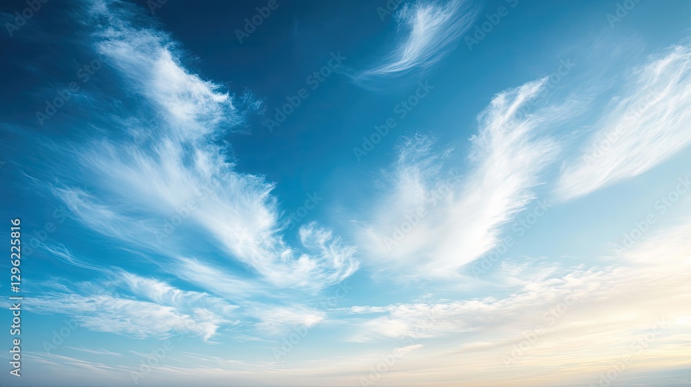 Poster a delicate blue sky with a few high-altitude cirrus clouds, adding a touch of softness.