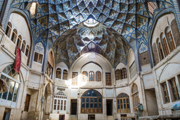 Fototapeta premium Panorama of Bakhshi Caravanserai in Kashan, Iran. Building was built during Qajar era right inside bazaar