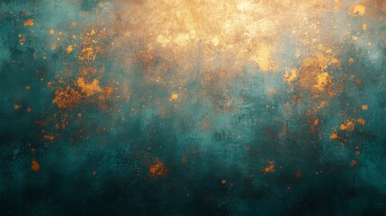 An artistic textured background featuring teal and gold coloration elements