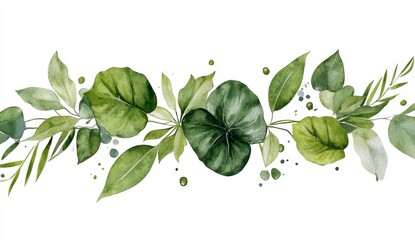 Elegant Greenery Watercolor Illustration of Leaves in a Botanical Style for Nature Lovers