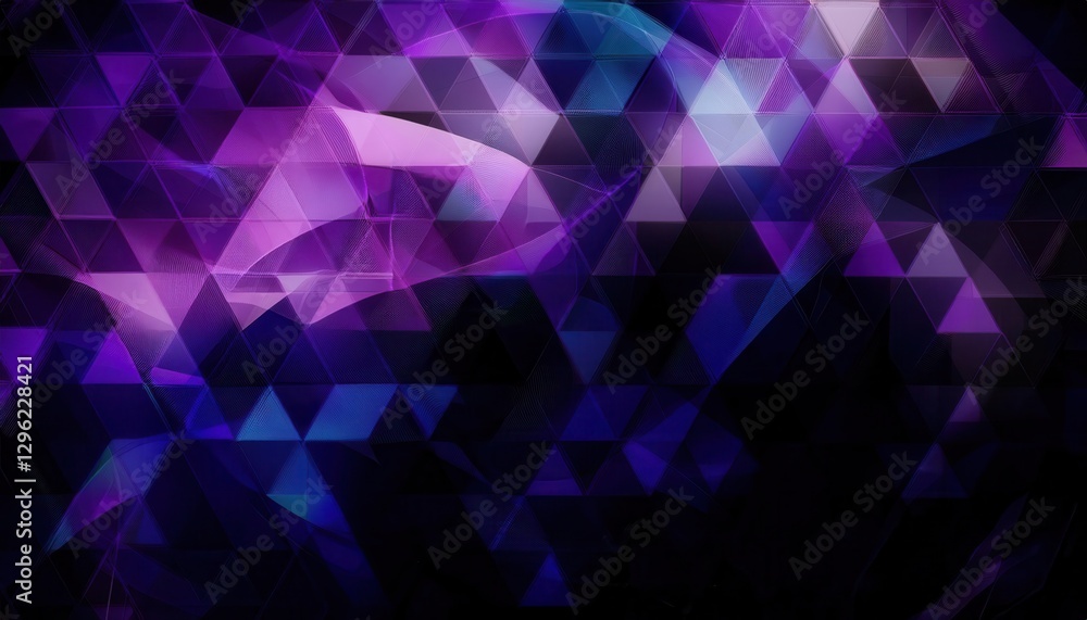 Aufkleber geometric abstract digital artwork with purple and blue triangular low poly pattern, futuristic crystal texture for background