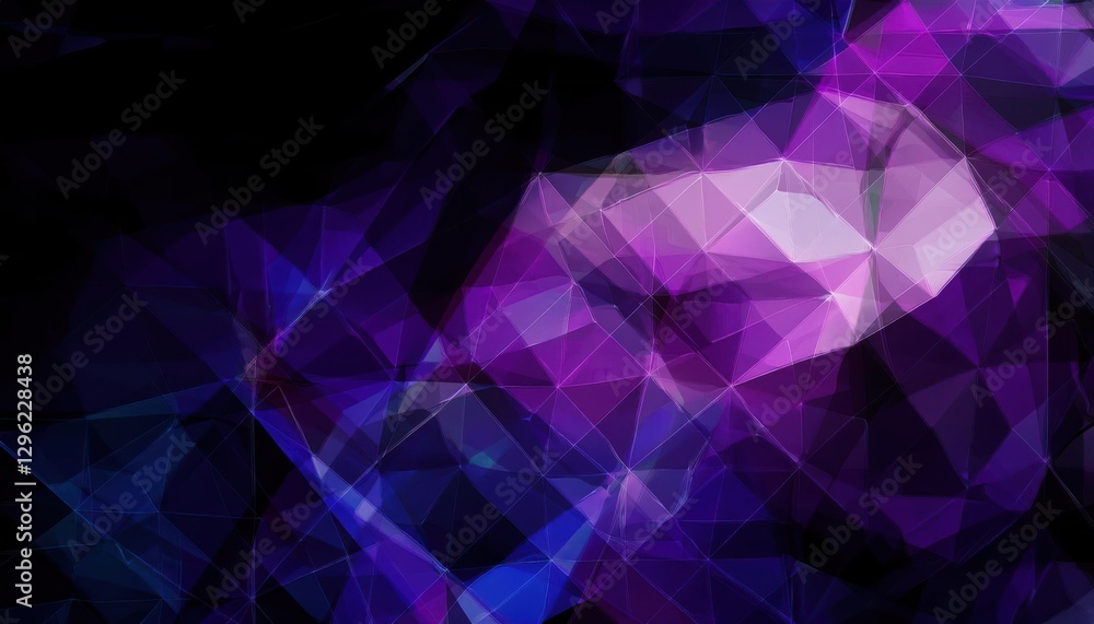 Aufkleber geometric abstract digital artwork with purple and blue triangular low poly pattern, futuristic crystal texture for background