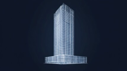 Obraz premium Architectural drawing of a skyscraper, building blueprint, urban design, future construction