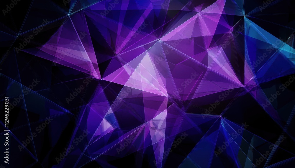 Aufkleber geometric abstract digital artwork with purple and blue triangular low poly pattern, futuristic crystal texture for background
