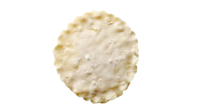 Raw dough for pie or pizza with scalloped edge on transparent background