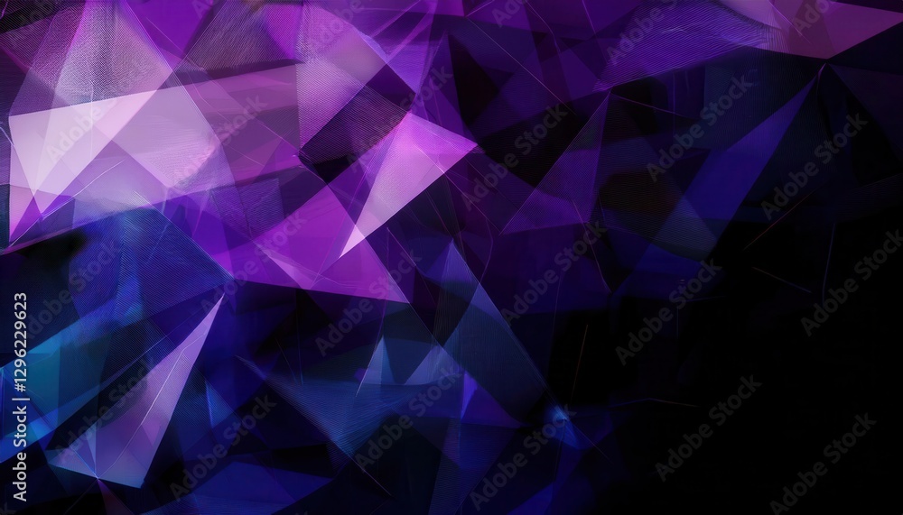 Aufkleber geometric abstract digital artwork with purple and blue triangular low poly pattern, futuristic crystal texture for background
