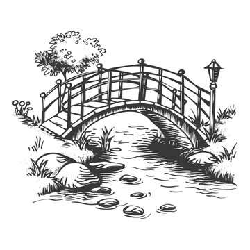 bridge over stream sketch clip art preview